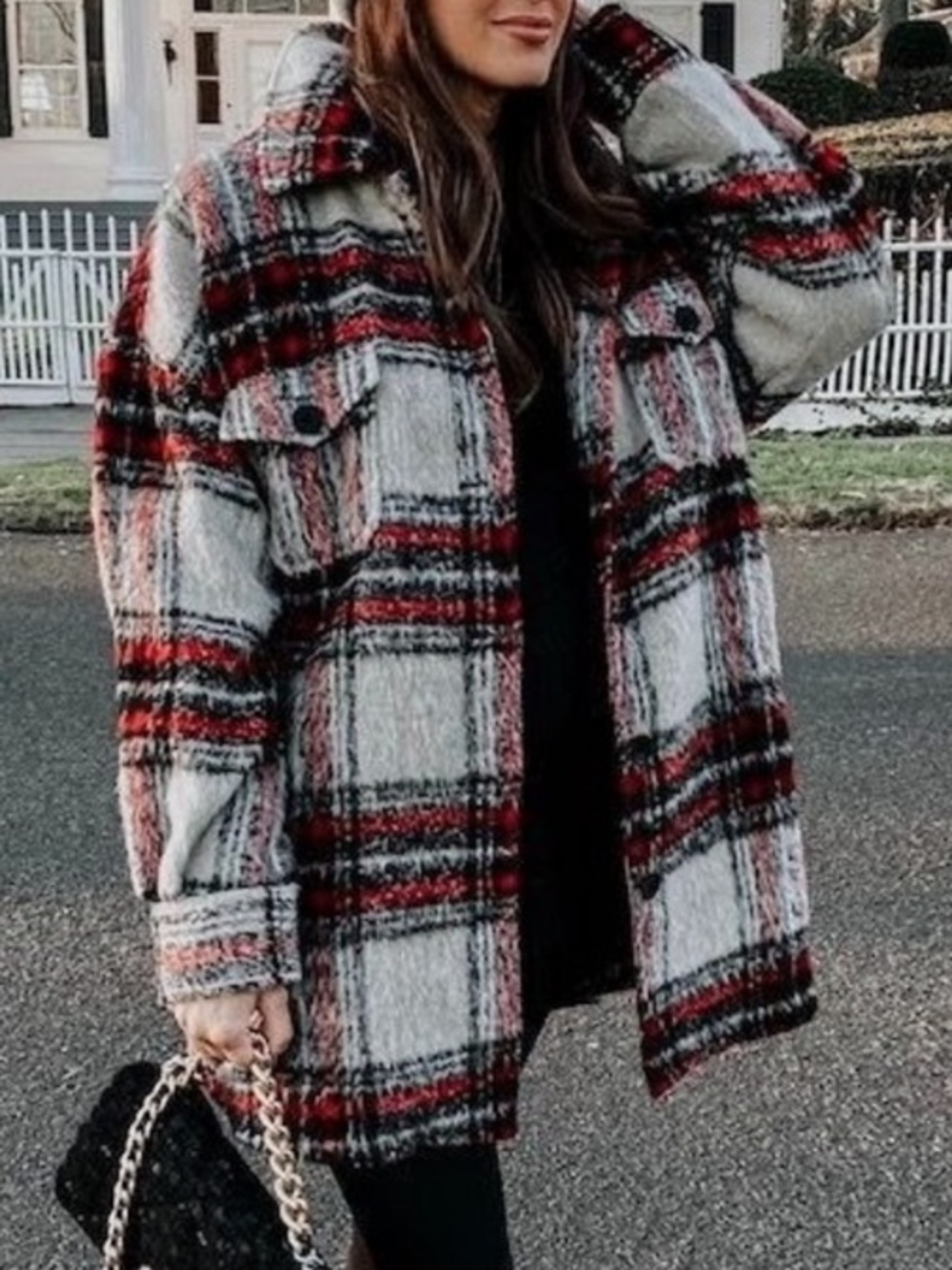 Bagatelle NYC Plaid black/red Shacket